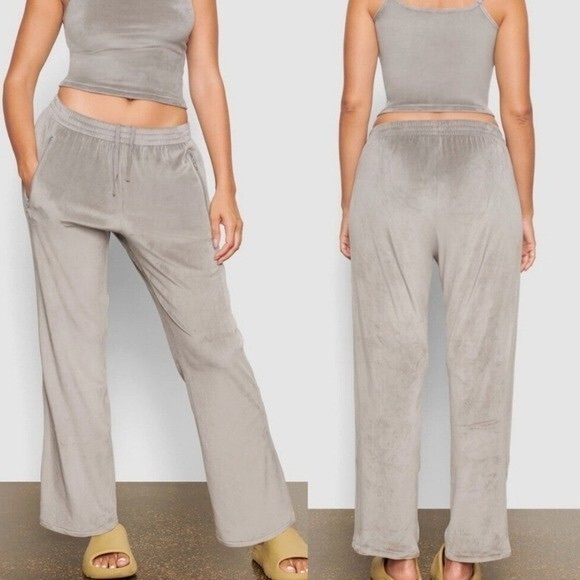 SKIMS VELOUR gray TRACK PANT M - Picture 1 of 6